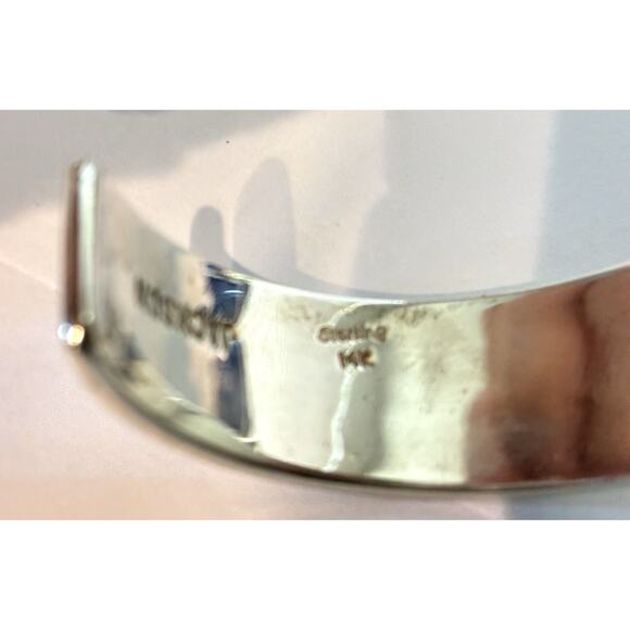 Navajo Signed Tommy Jackson Sterling , 14k Gold Overlay Design Cuff Bracelet 42g - Picture 8 of 14